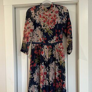 Rebecca Taylor, High Neck, Floral, Maxi Dress, Size 6